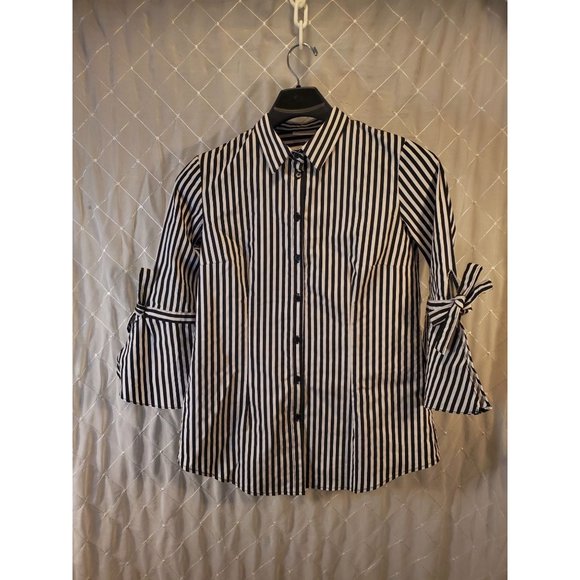 New York and Company Striped bell sleeved shirt SZ. L woman's - Picture 1 of 6